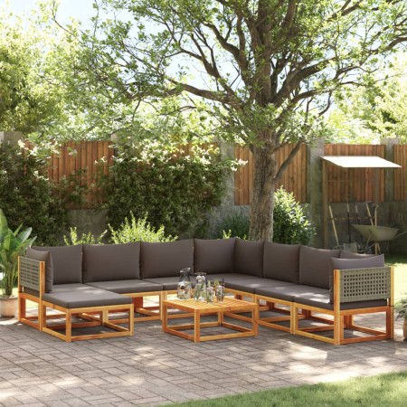 Set de sofás de jardín con cojines 9 pzas madera maciza acacia de , Conjuntos de jardín - Ref: Foro24-3278907, Precio: 937,69...