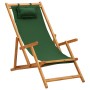 Silla de playa plegable madera maciza de eucalipto y tela verde de vidaXL, Sillas de jardín - Ref: Foro24-310312, Precio: 79,...