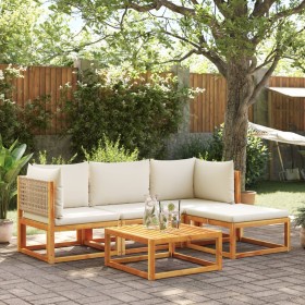 Set de sofás de jardín con cojines 5 pzas madera maciza acacia de , Conjuntos de jardín - Ref: Foro24-3278918, Precio: 499,52...