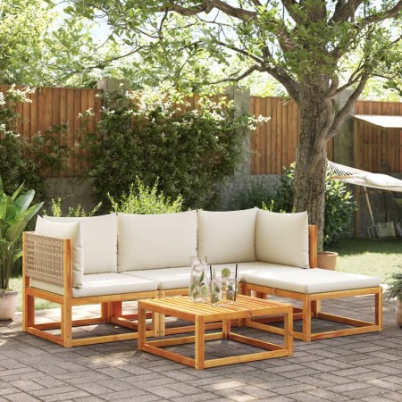 Set de sofás de jardín con cojines 5 pzas madera maciza acacia de , Conjuntos de jardín - Ref: Foro24-3278918, Precio: 499,52...