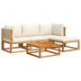 Set de sofás de jardín con cojines 5 pzas madera maciza acacia de , Conjuntos de jardín - Ref: Foro24-3278918, Precio: 499,52...