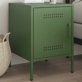 Mesita de noche de acero verde oliva 36x39x50,5 cm de , Mesitas de noche - Ref: Foro24-842918, Precio: 54,76 €, Descuento: %