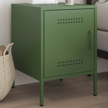 Mesita de noche de acero verde oliva 36x39x50,5 cm de , Mesitas de noche - Ref: Foro24-842918, Precio: 55,41 €, Descuento: %
