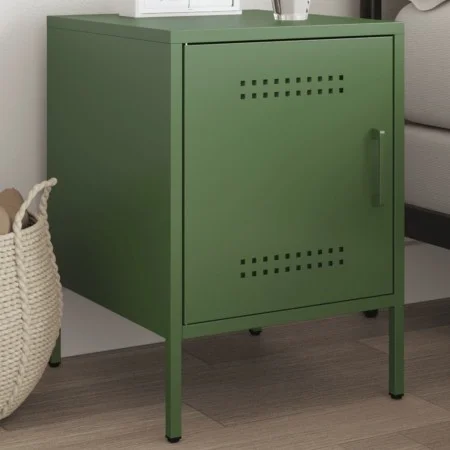 Mesita de noche de acero verde oliva 36x39x50,5 cm de , Mesitas de noche - Ref: Foro24-842918, Precio: 54,76 €, Descuento: %