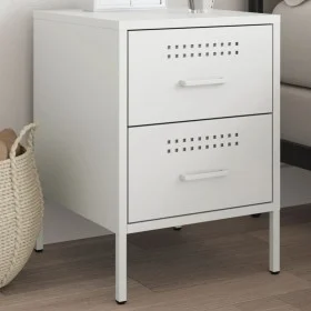 Mesita de noche de acero blanco 36x39x50,5 cm de , Mesitas de noche - Ref: Foro24-842932, Precio: 70,01 €, Descuento: %