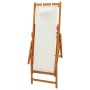 Silla de playa plegable madera maciza de eucalipto y tela crema de vidaXL, Sillas de jardín - Ref: Foro24-310311, Precio: 81,...