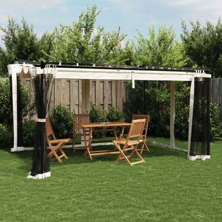 Cenador con paredes de malla acero crema 4x3 m de , Carpas y cenadores - Ref: Foro24-4003911, Precio: 348,53 €, Descuento: %