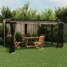 Cenador con paredes de malla acero taupe 4x3 m de , Carpas y cenadores - Ref: Foro24-4003913, Precio: 376,78 €, Descuento: %