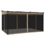 Cenador con paredes de malla acero taupe 4x3 m de , Carpas y cenadores - Ref: Foro24-4003913, Precio: 348,42 €, Descuento: %