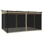 Cenador con paredes de malla acero taupe 4x3 m de , Carpas y cenadores - Ref: Foro24-4003913, Precio: 376,78 €, Descuento: %