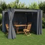 Cenador con cortinas acero gris antracita 3x3 m de , Carpas y cenadores - Ref: Foro24-4003918, Precio: 349,91 €, Descuento: %