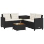 Sofá de jardín en forma de L con mesa y cojines ratán PE negro de , Conjuntos de jardín - Ref: Foro24-369036, Precio: 280,31 ...