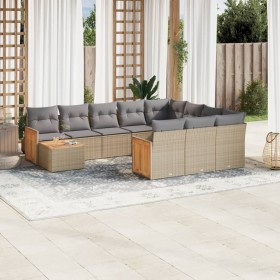 Set de sofás de jardín 11pzas con cojines ratán sintético beige en Conjuntos de jardín | Comprar online en Foru.es
