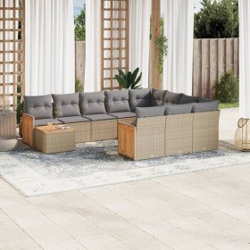 Set de sofás de jardín 11pzas con cojines ratán sintético beige en Conjuntos de jardín | Comprar online en Foru.es