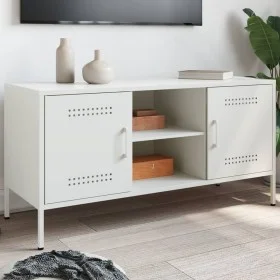 Mueble de TV de acero blanco 100,5x39x50,5 cm by , TV Furniture - Ref: Foro24-842993, Price: 82,35 €, Discount: %