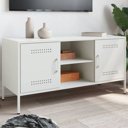 Mueble de TV de acero blanco 100,5x39x50,5 cm de , Muebles TV - Ref: Foro24-842993, Precio: 98,22 €, Descuento: %