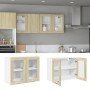 Armario colgante cristal y aglomerado roble sonoma 80x31x60 cm de , Armarios de cocina - Ref: Foro24-849624, Precio: 63,32 €,...
