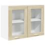 Armario colgante cristal y aglomerado roble sonoma 80x31x60 cm de , Armarios de cocina - Ref: Foro24-849624, Precio: 63,32 €,...