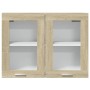 Armario colgante cristal y aglomerado roble sonoma 80x31x60 cm de , Armarios de cocina - Ref: Foro24-849624, Precio: 63,32 €,...
