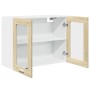 Armario colgante cristal y aglomerado roble sonoma 80x31x60 cm de , Armarios de cocina - Ref: Foro24-849624, Precio: 63,32 €,...