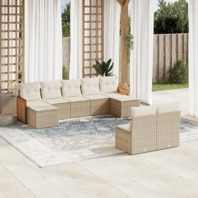 Set de sofás de jardín 9 pzas con cojines ratán sintético beige en Conjuntos de jardín | Comprar online en Foru.es