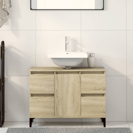 Armario de lavabo madera contrachapada roble Sonoma 80x33x60 cm de , Tocadores de baño - Ref: Foro24-849666, Precio: 74,60 €,...