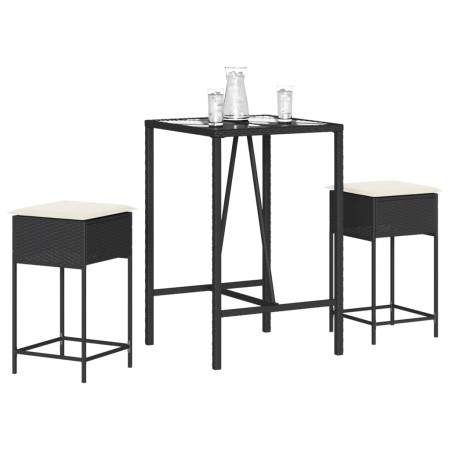 Juego de bar de jardín de 3 piezas con cojines ratán PE negro de , Conjuntos de jardín - Ref: Foro24-3261460, Precio: 206,86 ...