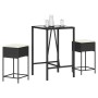 Juego de bar de jardín de 3 piezas con cojines ratán PE negro de , Conjuntos de jardín - Ref: Foro24-3261460, Precio: 206,86 ...