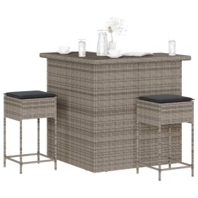 Juego de bar de jardín de 3 piezas con cojines ratán PE gris de , Conjuntos de jardín - Ref: Foro24-3261504, Precio: 368,51 €...