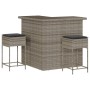 Juego de bar de jardín de 3 piezas con cojines ratán PE gris de , Conjuntos de jardín - Ref: Foro24-3261504, Precio: 368,51 €...