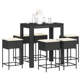 Juego de bar de jardín de 7 piezas con cojines ratán PE negro de , Conjuntos de jardín - Ref: Foro24-3261455, Precio: 451,15 ...