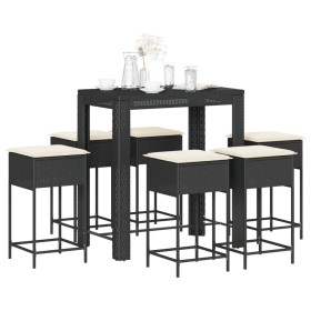 Juego de bar de jardín de 7 piezas con cojines ratán PE negro de , Conjuntos de jardín - Ref: Foro24-3261455, Precio: 449,71 ...