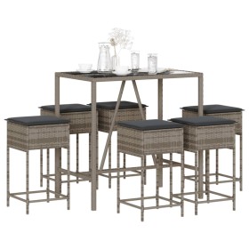 Juego de bar de jardín de 7 piezas con cojines ratán PE gris de , Conjuntos de jardín - Ref: Foro24-3261469, Precio: 438,94 €...