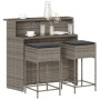 Juego de bar de jardín de 3 piezas con cojines ratán PE gris de , Conjuntos de jardín - Ref: Foro24-3261488, Precio: 308,19 €...