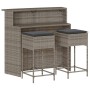 Juego de bar de jardín de 3 piezas con cojines ratán PE gris de , Conjuntos de jardín - Ref: Foro24-3261488, Precio: 308,19 €...