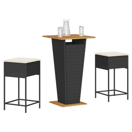 Juego de bar de jardín de 7 piezas con cojines ratán PE negro de , Conjuntos de jardín - Ref: Foro24-3261476, Precio: 246,34 ...