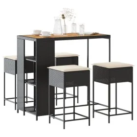 Juego de bar de jardín de 5 piezas con cojines ratán PE negro de , Conjuntos de jardín - Ref: Foro24-3261497, Precio: 319,55 ...
