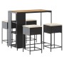 Juego de bar de jardín de 5 piezas con cojines ratán PE negro de , Conjuntos de jardín - Ref: Foro24-3261497, Precio: 317,46 ...