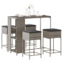 Juego de bar de jardín de 5 piezas con cojines ratán PE gris de , Conjuntos de jardín - Ref: Foro24-3261495, Precio: 324,70 €...