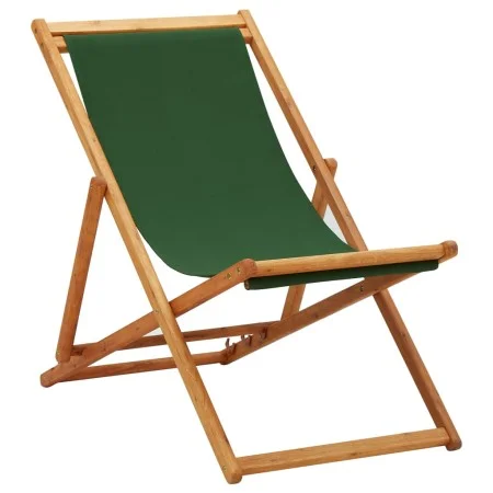 Silla de playa plegable madera de eucalipto y tela verde de vidaXL, Sillas de jardín - Ref: Foro24-310315, Precio: 65,18 €, D...