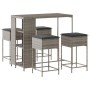 Juego de bar de jardín de 5 piezas con cojines ratán PE gris de , Conjuntos de jardín - Ref: Foro24-3261495, Precio: 324,70 €...