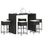 Juego de bar de jardín 7 piezas con cojines ratán PE negro de , Conjuntos de jardín - Ref: Foro24-3261510, Precio: 536,62 €, ...