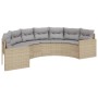 Sofá de jardín semicircular con cojines ratán sintético beige de , Sofás de exterior - Ref: Foro24-3318515, Precio: 378,40 €,...