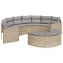 Sofá de jardín semicircular con cojines ratán sintético beige de , Sofás de exterior - Ref: Foro24-3318515, Precio: 378,40 €,...