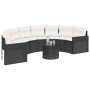Sofá de jardín semicircular con mesa y cojines ratán PE negro de , Sofás de exterior - Ref: Foro24-3318517, Precio: 406,46 €,...
