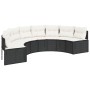Sofá de jardín semicircular con cojines ratán sintético negro de , Sofás de exterior - Ref: Foro24-3318522, Precio: 389,24 €,...