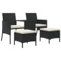 Sofá de jardín 2 plazas con mesa y taburetes ratán PE negro de , Sofás de exterior - Ref: Foro24-317626, Precio: 244,49 €, De...