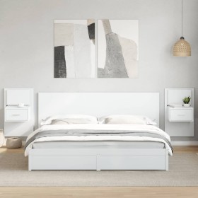 Mesitas de noche de pared con luces LED 2 unidades blanco de , Mesitas de noche - Ref: Foro24-848158, Precio: 135,79 €, Descu...