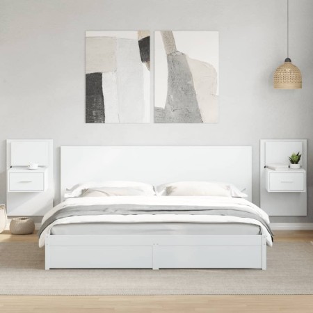 Mesitas de noche de pared con luces LED 2 unidades blanco de , Mesitas de noche - Ref: Foro24-848158, Precio: 135,79 €, Descu...