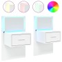 Mesitas de noche de pared con luces LED 2 unidades blanco de , Mesitas de noche - Ref: Foro24-848158, Precio: 135,79 €, Descu...